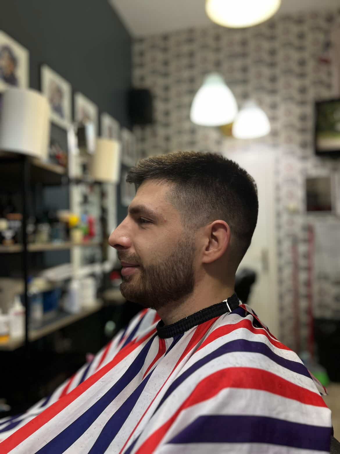 Classic haircut in progress